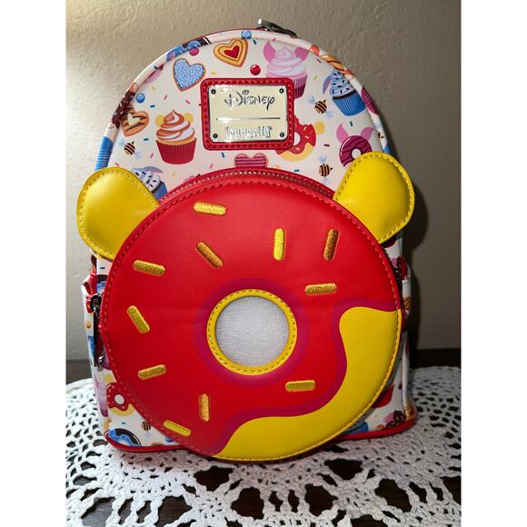Loungefly Disney Winnie the Pooh Donuts Allover Print Mini Backpack Wallet - Picture 2 of 9